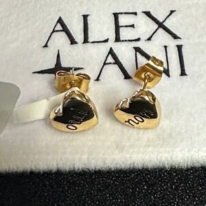 Alex and Ani Gold Oui/Non Heart Stud Earrings 🆕